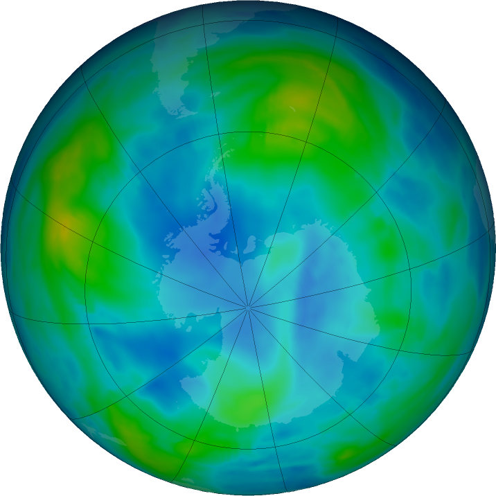 Antarctic ozone map for 30 May 2019
